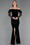Robe de Soirée Longue Velours Noir ABU6668