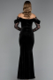 Robe de Soirée Longue Velours Noir ABU6668