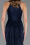 Robe de Soirée Longue Dantelle Bleu Marine ABU6084