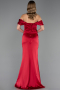 Robe Queue de Poisson Longue Satin Rouge Bordeaux ABU6090