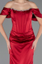 Robe Queue de Poisson Longue Satin Rouge Bordeaux ABU6090