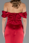Robe Queue de Poisson Longue Satin Rouge Bordeaux ABU6090