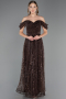 Robe de Soirée Longue Perlé Brun ABU6659