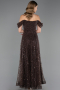 Robe de Soirée Longue Perlé Brun ABU6659