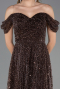 Robe de Soirée Longue Perlé Brun ABU6659