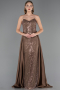 Robe de Soirée Longue Perlé Brun clair ABU6673