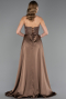 Robe de Soirée Longue Perlé Brun clair ABU6673