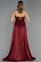 Robe de Soirée Longue Perlé Rouge Bordeaux ABU6673