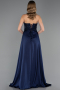 Robe de Soirée Longue Perlé Bleu Marine ABU6673