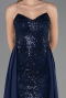 Robe de Soirée Longue Perlé Bleu Marine ABU6673