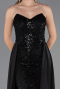 Robe de Soirée Longue Perlé Noir ABU6673