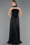 Robe de Soirée Longue Mousseline Noir ABU6533