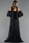 Robe de Soirée Longue Mousseline Noir ABU6533