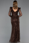 Robe de Soirée Longue Perlé Brun ABU6660