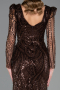 Robe de Soirée Longue Perlé Brun ABU6660