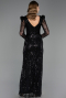 Robe de Soirée Longue Perlé Noir ABU6660