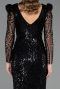 Robe de Soirée Longue Perlé Noir ABU6660