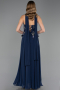 Robe de Soirée Longue Mousseline Bleu Marine ABU6665