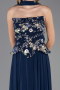 Robe de Soirée Longue Mousseline Bleu Marine ABU6665