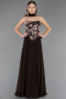 Robe de Soirée Longue Mousseline Brun ABU6665