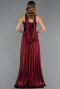 Robe de Soirée Longue Mousseline Rouge Bordeaux ABU6666