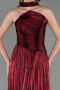 Robe de Soirée Longue Mousseline Rouge Bordeaux ABU6666