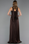 Robe de Soirée Longue Mousseline Brun ABU6666