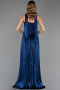 Robe de Soirée Longue Mousseline Bleu Marine ABU6666