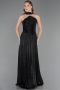 Robe de Soirée Longue Mousseline Noir ABU6666