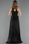 Robe de Soirée Longue Mousseline Noir ABU6666