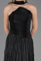 Robe de Soirée Longue Mousseline Noir ABU6666
