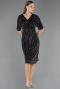 Robe De Invitation Grande Taille Midi Noir ABK2704
