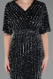 Robe De Invitation Grande Taille Midi Noir ABK2704