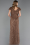 Robe de Soirée Grande Taille Longue Perlé Cuivre ABU6672