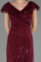 Robe de Soirée Grande Taille Longue Perlé Rouge Bordeaux ABU6672