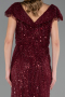 Robe de Soirée Grande Taille Longue Perlé Rouge Bordeaux ABU6672