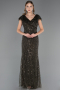Robe de Soirée Grande Taille Longue Perlé Kaki ABU6672