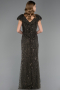 Robe de Soirée Grande Taille Longue Perlé Kaki ABU6672
