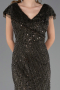 Robe de Soirée Grande Taille Longue Perlé Kaki ABU6672