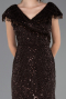 Robe de Soirée Grande Taille Longue Perlé Brun ABU6672