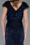 Robe de Soirée Grande Taille Longue Perlé Bleu Marine ABU6672