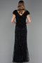 Robe de Soirée Grande Taille Longue Perlé Noir ABU6672