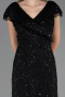 Robe de Soirée Grande Taille Longue Perlé Noir ABU6672