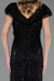 Robe de Soirée Grande Taille Longue Perlé Noir ABU6672