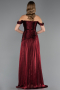 Robe De Soirée Grande Taille Longue Mousseline Rouge Bordeaux ABU6685
