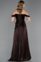 Robe de Soirée Longue Mousseline Brun ABU6674