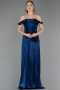 Robe De Soirée Grande Taille Longue Mousseline Bleu Marine ABU6685