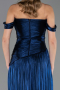 Robe De Soirée Grande Taille Longue Mousseline Bleu Marine ABU6685