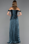 Robe de Soirée Longue Mousseline Vert Pétrole ABU6674