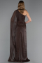 Robe de Soirée Longue Mousseline Brun ABU6675